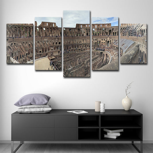 Grey Colosseum Canvas Wall Art Multiple-Piece Wall Decoration for House Interior Grey Clearhalo 'Art Gallery' 'Canvas Art' 'Contemporary Art Gallery' 'Modern' Arts' 1614773