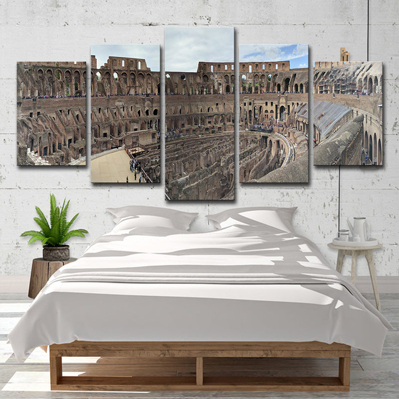 Grey Colosseum Canvas Wall Art Multiple-Piece Wall Decoration for House Interior Clearhalo 'Art Gallery' 'Canvas Art' 'Contemporary Art Gallery' 'Modern' Arts' 1614775