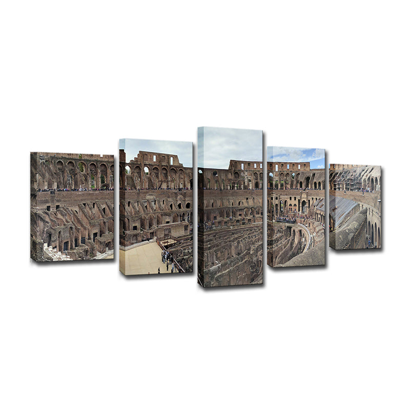 Grey Colosseum Canvas Wall Art Multiple-Piece Wall Decoration for House Interior Clearhalo 'Art Gallery' 'Canvas Art' 'Contemporary Art Gallery' 'Modern' Arts' 1614776