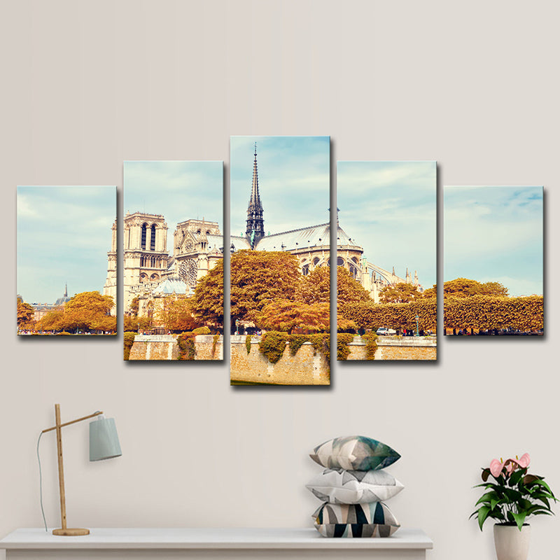 Décor mural d'inspiration mondiale marron Notre-Dame de Paris Wall Art Print, Multi-pièce