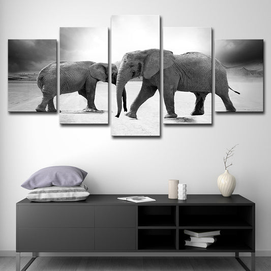 Grey Elephants Canvas Print Multi-Piece Modern Style Sitting Room Wall Art Decor Grey Clearhalo 'Art Gallery' 'Canvas Art' 'Contemporary Art Gallery' 'Modern' Arts' 1614808
