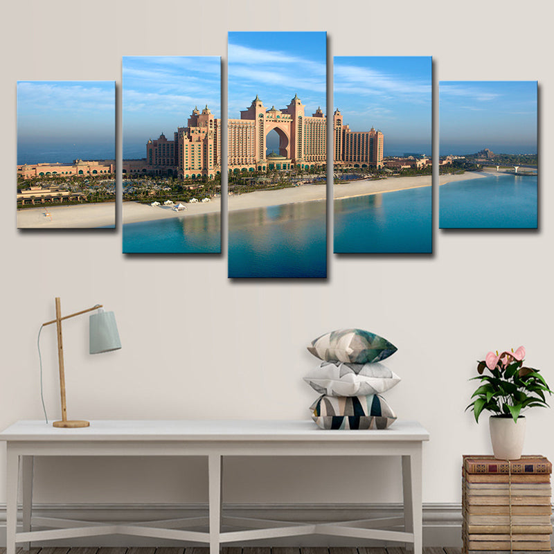 Contemporary Emirates City Hotel Canvas Blue Multi-Piece Wall Art for Bedroom Blue Clearhalo 'Art Gallery' 'Canvas Art' 'Contemporary Art Gallery' 'Modern' Arts' 1614829