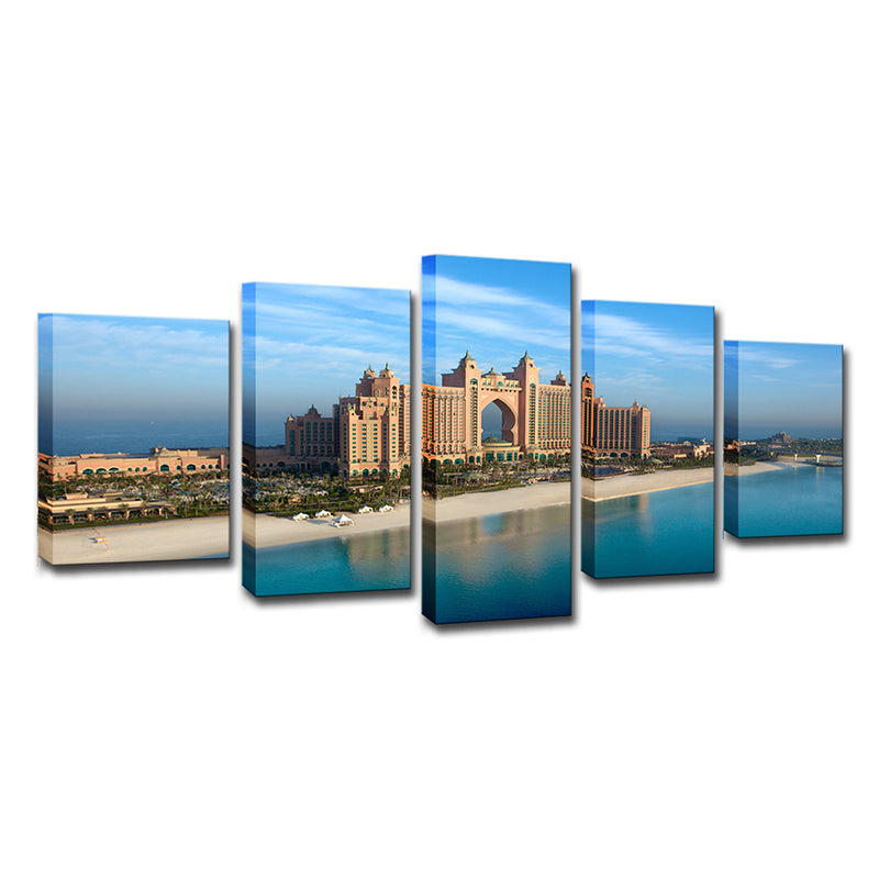 Contemporary Emirates City Hotel Canvas Blue Multi-Piece Wall Art for Bedroom Clearhalo 'Art Gallery' 'Canvas Art' 'Contemporary Art Gallery' 'Modern' Arts' 1614832