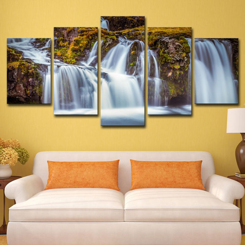 Contemporary Waterfalls Wall Art Decor Brown Multi-Piece Canvas Print for Bedroom Brown Clearhalo 'Art Gallery' 'Canvas Art' 'Contemporary Art Gallery' 'Modern' Arts' 1614864