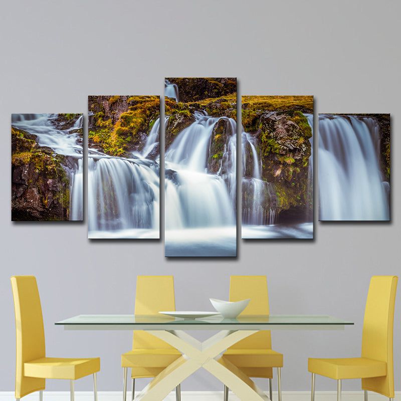 Contemporary Waterfalls Wall Art Decor Brown Multi-Piece Canvas Print for Bedroom Clearhalo 'Art Gallery' 'Canvas Art' 'Contemporary Art Gallery' 'Modern' Arts' 1614865