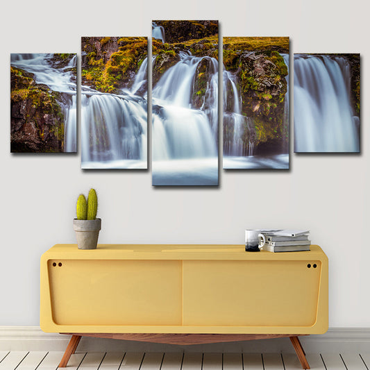 Contemporary Waterfalls Wall Art Decor Brown Multi-Piece Canvas Print for Bedroom Clearhalo 'Art Gallery' 'Canvas Art' 'Contemporary Art Gallery' 'Modern' Arts' 1614866