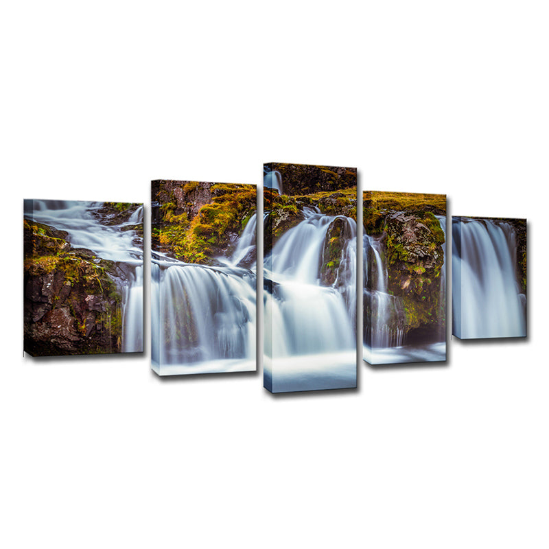 Contemporary Waterfalls Wall Art Decor Brown Multi-Piece Canvas Print for Bedroom Clearhalo 'Art Gallery' 'Canvas Art' 'Contemporary Art Gallery' 'Modern' Arts' 1614867