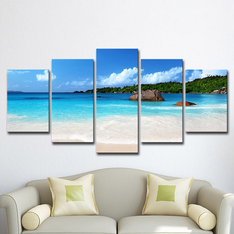 Tropix Beach Scenery Wall Art Decor Sky Blue Multi-Piece Canvas Print for Bedroom Clearhalo 'Art Gallery' 'Canvas Art' 'Contemporary Art Gallery' 'Modern' Arts' 1614886