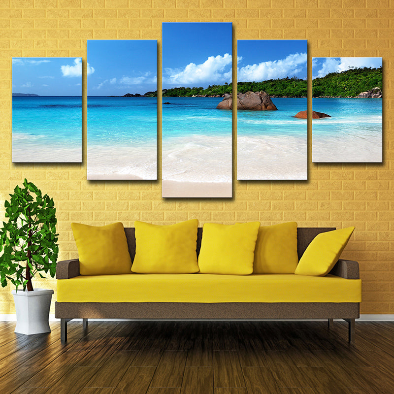 Tropix Beach Scenery Wall Art Decor Sky Blue Multi-Piece Canvas Print for Bedroom Clearhalo 'Art Gallery' 'Canvas Art' 'Contemporary Art Gallery' 'Modern' Arts' 1614887