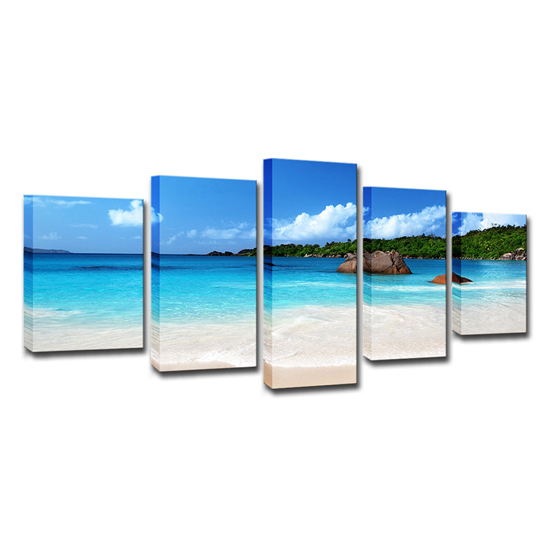 Tropix Beach Scenery Wall Art Decor Sky Blue Multi-Piece Canvas Print for Bedroom Clearhalo 'Art Gallery' 'Canvas Art' 'Contemporary Art Gallery' 'Modern' Arts' 1614888