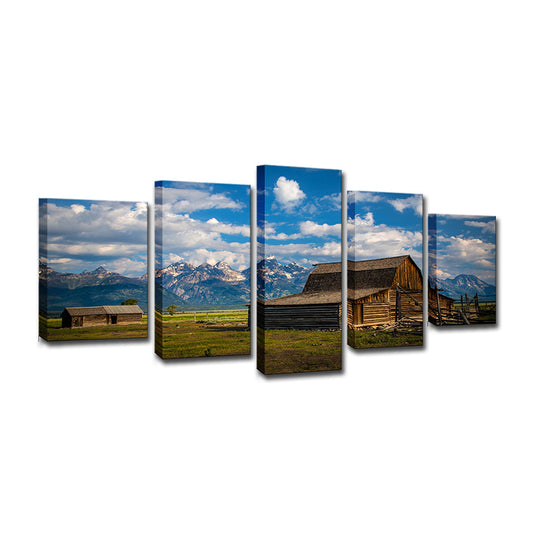 Farmhouse Natural Scenery Canvas Art Blue Multi-Piece Wall Decor for House Interior Clearhalo 'Art Gallery' 'Canvas Art' 'Country Art Gallery' 'French Country' 'Rustic' Arts' 1614895