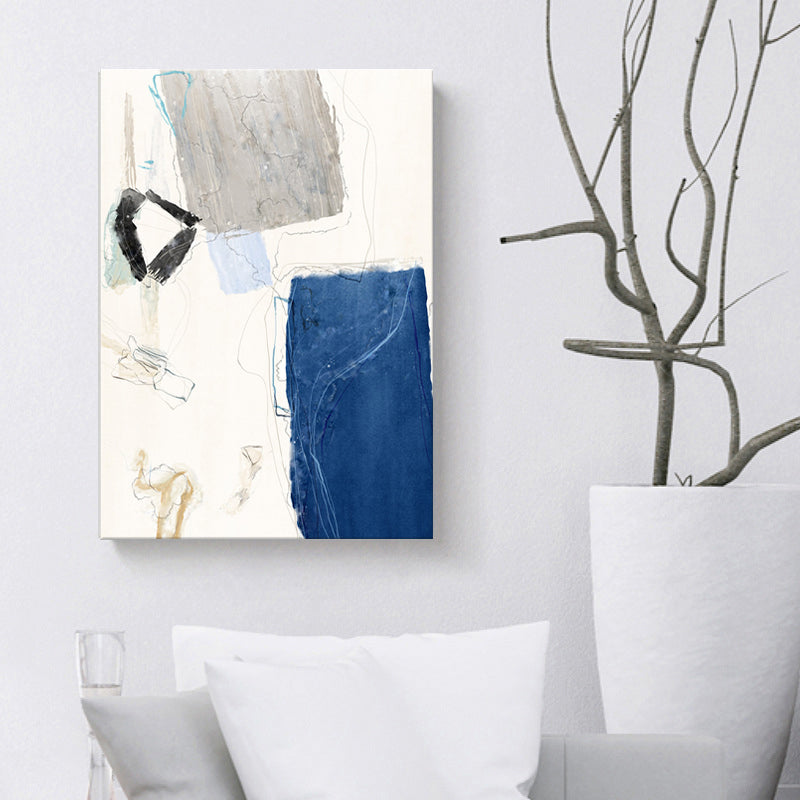 Nordic Abstract Watercolor Wall Art Print Soft Color Bedroom Wrapped Canvas Painting Blue Clearhalo 'Art Gallery' 'Canvas Art' 'Contemporary Art Gallery' 'Modern' Arts' 1614962