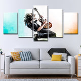 Cool Man Playing Guitar Canvas Art for Sitting Room, Blue and Black, Multi-Piece Blue Clearhalo 'Art Gallery' 'Canvas Art' 'Contemporary Art Gallery' 'Modern' Arts' 1614986