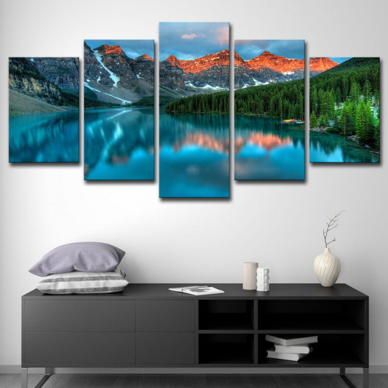 Nature Landscape Wall Decor Modern Static Banff National Park Canvas Art in Blue Blue Clearhalo 'Art Gallery' 'Canvas Art' 'Contemporary Art Gallery' 'Modern' Arts' 1615021