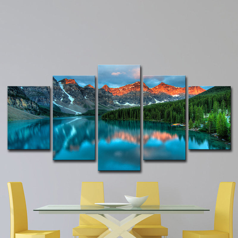Nature Landscape Wall Decor Modern Static Banff National Park Canvas Art in Blue Clearhalo 'Art Gallery' 'Canvas Art' 'Contemporary Art Gallery' 'Modern' Arts' 1615022