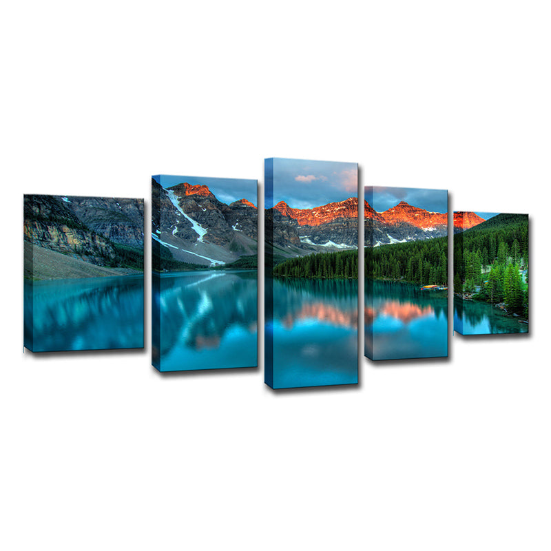 Nature Landscape Wall Decor Modern Static Banff National Park Canvas Art in Blue Clearhalo 'Art Gallery' 'Canvas Art' 'Contemporary Art Gallery' 'Modern' Arts' 1615024