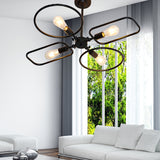 Metal Geometric Chandelier Pendant Light Retro Style 4 Lights Indoor Hanging Light in Black Black Clearhalo 'Cast Iron' 'Ceiling Lights' 'Chandeliers' 'Industrial Chandeliers' 'Industrial' 'Metal' 'Middle Century Chandeliers' 'Rustic Chandeliers' 'Tiffany' Lighting' 161503