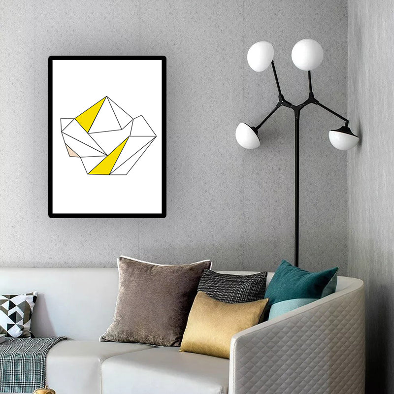 Minimal Geometric Origami Canvas Art Yellow and White Textured Wall Decor for Corridor Yellow Clearhalo 'Art Gallery' 'Canvas Art' 'Contemporary Art Gallery' 'Modern' Arts' 1615063
