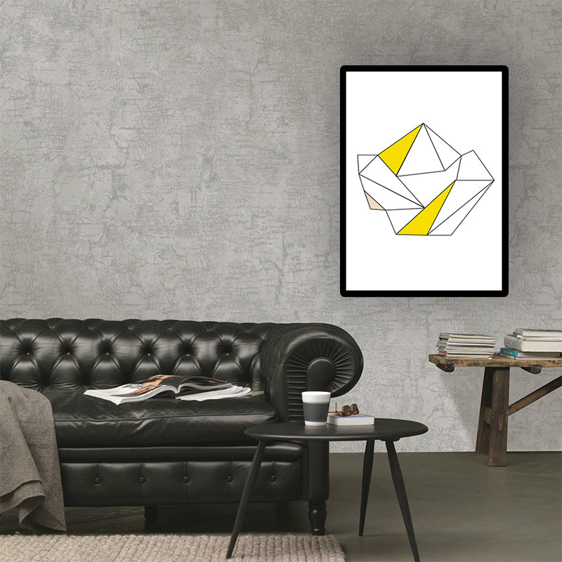 Minimal Geometric Origami Canvas Art Yellow and White Textured Wall Decor for Corridor Clearhalo 'Art Gallery' 'Canvas Art' 'Contemporary Art Gallery' 'Modern' Arts' 1615065