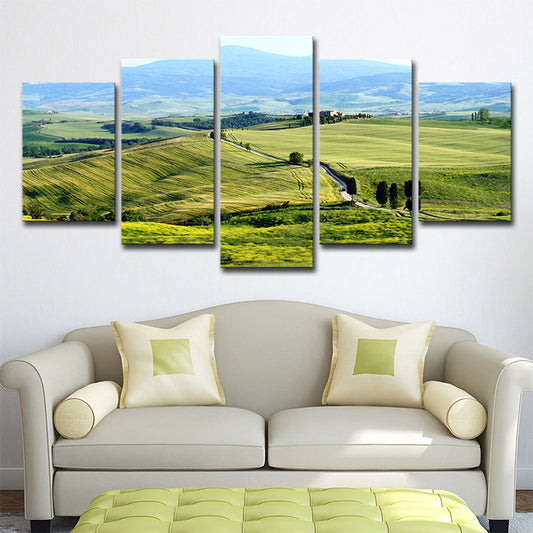 Farmhouse Tuscany Town Landscape Art Print Green Multi-Piece Wall Decor for Living Room Green Clearhalo 'Art Gallery' 'Canvas Art' 'Country Art Gallery' 'French Country' 'Rustic' Arts' 1615070