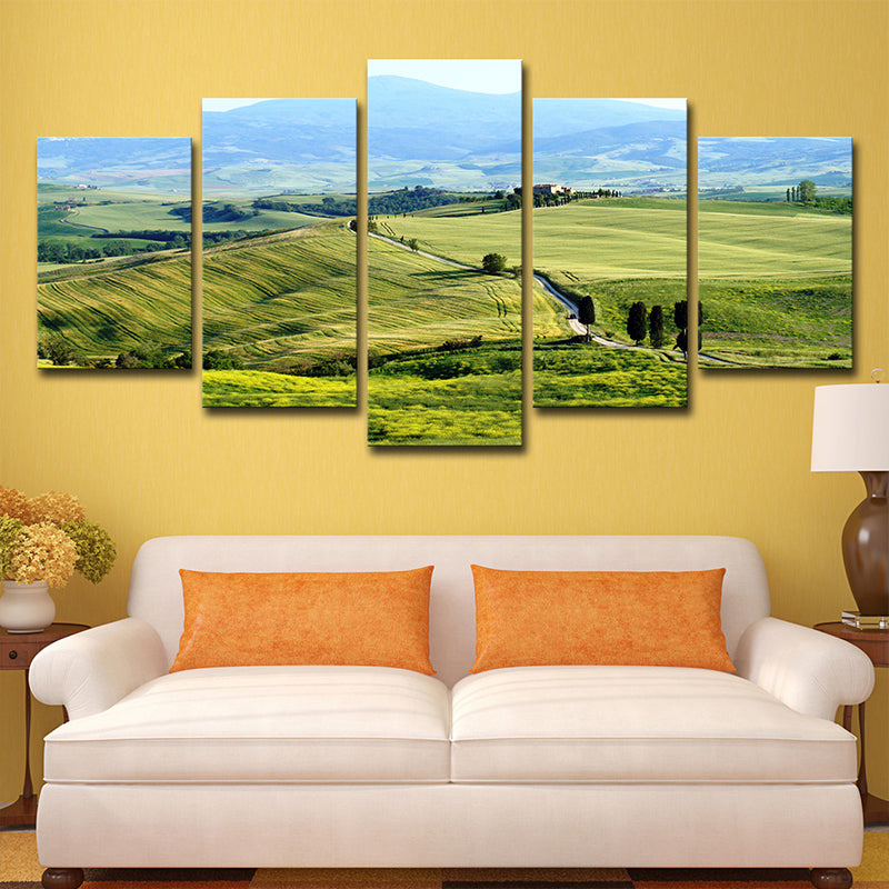 Farmhouse Tuscany Town Landscape Art Print Green Multi-Piece Wall Decor for Living Room Clearhalo 'Art Gallery' 'Canvas Art' 'Country Art Gallery' 'French Country' 'Rustic' Arts' 1615071