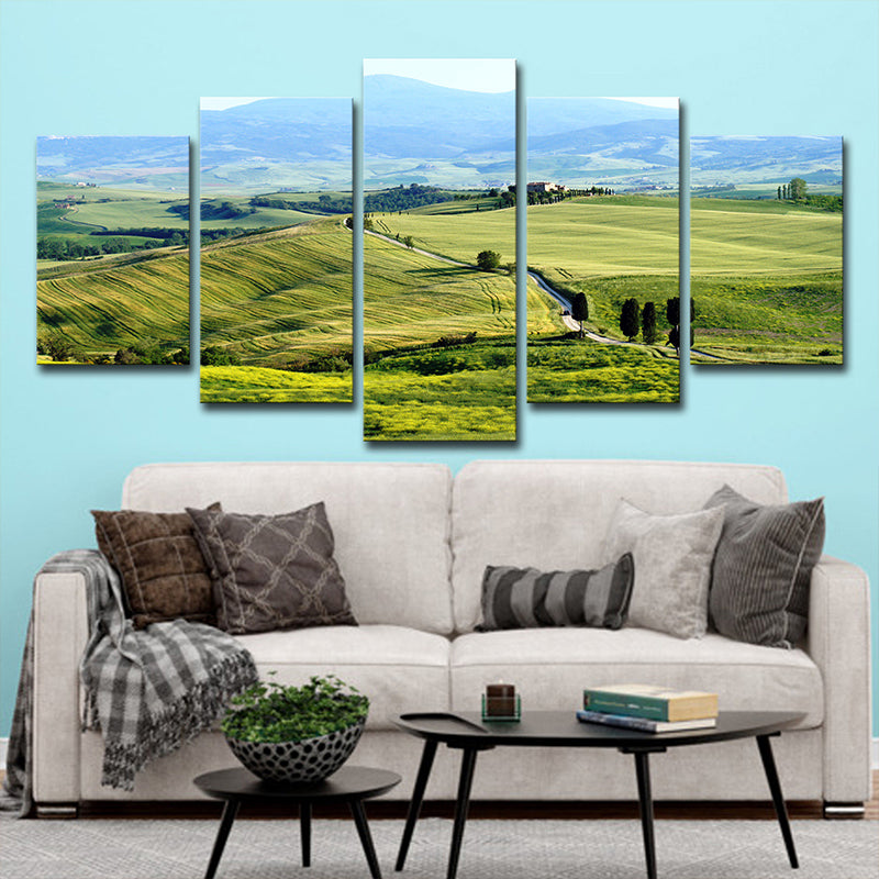 Farmhouse Tuscany Town Landscape Art Print Green Multi-Piece Wall Decor for Living Room Clearhalo 'Art Gallery' 'Canvas Art' 'Country Art Gallery' 'French Country' 'Rustic' Arts' 1615072