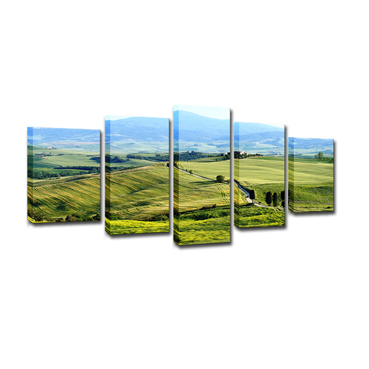 Farmhouse Tuscany Town Landscape Art Print Green Multi-Piece Wall Decor for Living Room Clearhalo 'Art Gallery' 'Canvas Art' 'Country Art Gallery' 'French Country' 'Rustic' Arts' 1615073