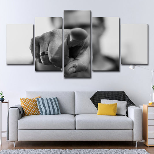 Grey Contemporary Wall Art Hand Pointing A Figure Canvas Print for Living Room Clearhalo 'Art Gallery' 'Canvas Art' 'Contemporary Art Gallery' 'Modern' Arts' 1615078