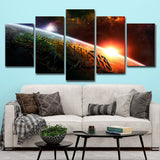 Childrens Art Boys Canvas Print with Allah Quran on Planet Pattern Orange Wall Decor for Home Orange Clearhalo 'Art Gallery' 'Canvas Art' 'Kids' Arts' 1615133