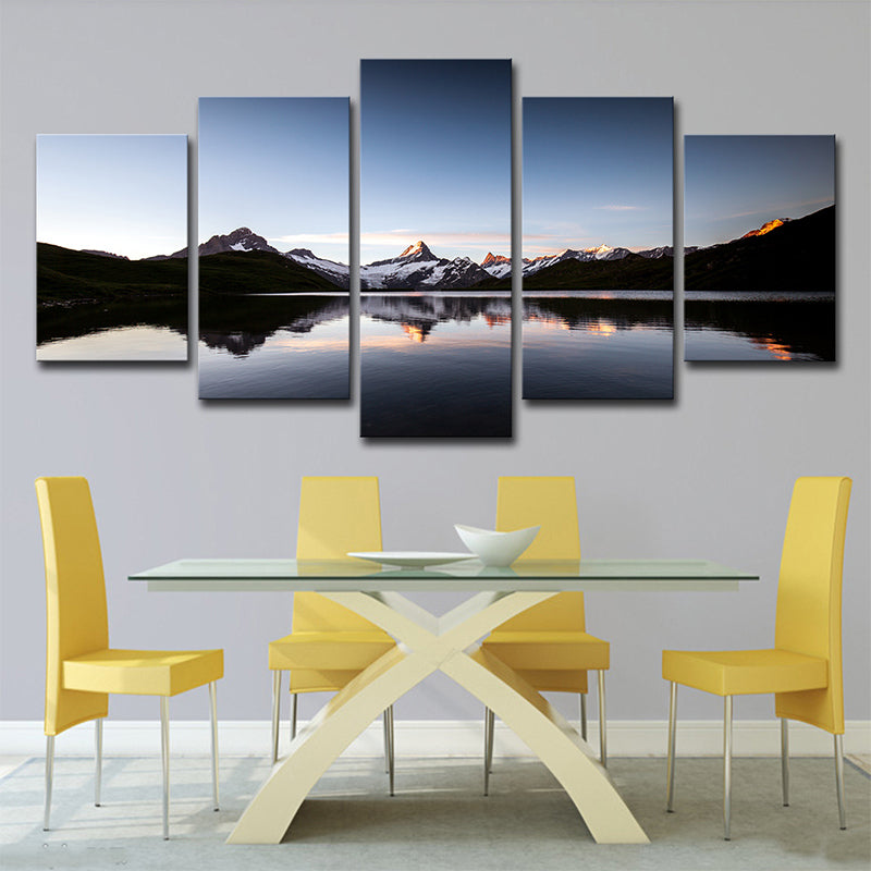 Global Inspired Buckp Lake Canvas Blue Dining Room Wall Art Print, Multiple-Piece Blue Clearhalo 'Arts' 'Canvas Art' 1615147