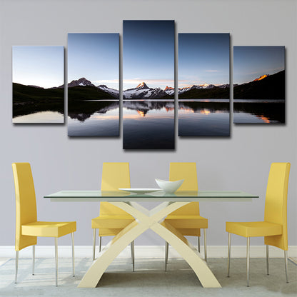 Global Inspired Buckp Lake Canvas Blue Dining Room Wall Art Print, Multiple-Piece Blue Clearhalo 'Arts' 'Canvas Art' 1615147