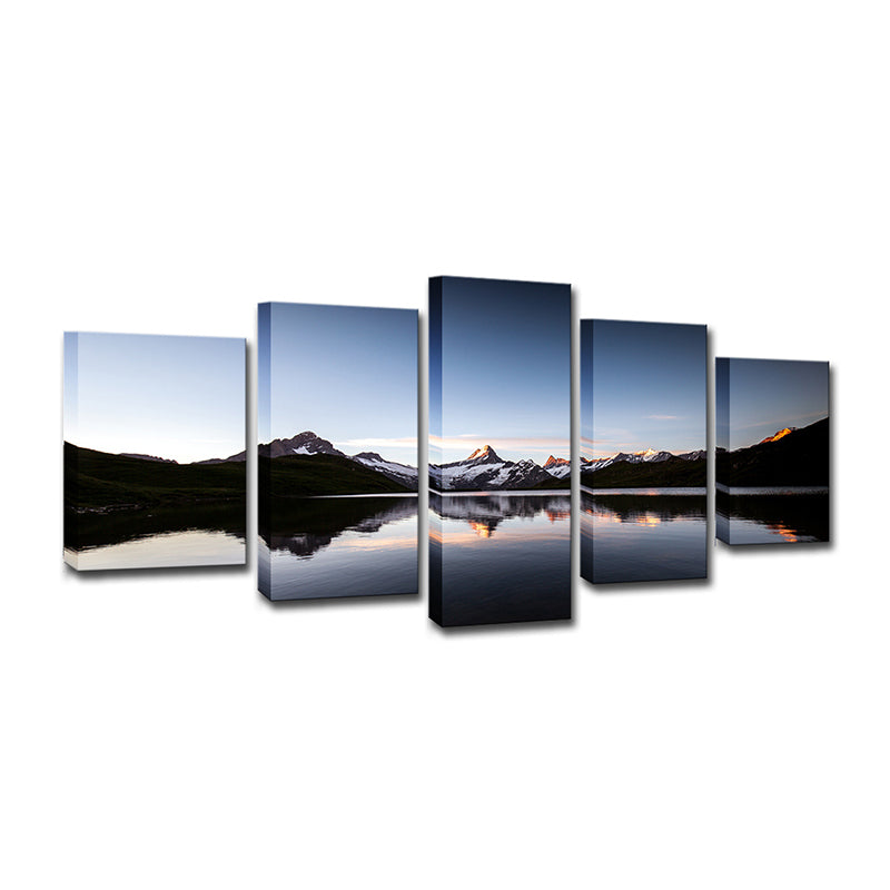 Global Inspired Buckp Lake Canvas Blue Dining Room Wall Art Print, Multiple-Piece Clearhalo 'Arts' 'Canvas Art' 1615150