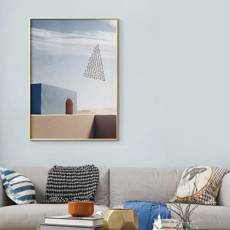 Mid-Century Modern Architecture Canvas Pastel Color Textured Wall Art Decor for Home Clearhalo 'Art Gallery' 'Canvas Art' 'Industrial' 'Mid-Century Modern' 'Minimalist Art Gallery' Arts' 1615163