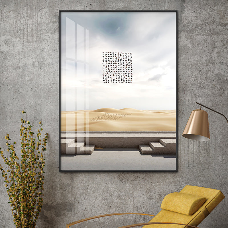 Mid-Century Modern Architecture Canvas Pastel Color Textured Wall Art Decor for Home Yellow Clearhalo 'Art Gallery' 'Canvas Art' 'Industrial' 'Mid-Century Modern' 'Minimalist Art Gallery' Arts' 1615168