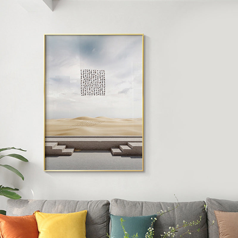 Mid-Century Modern Architecture Canvas Pastel Color Textured Wall Art Decor for Home Clearhalo 'Art Gallery' 'Canvas Art' 'Industrial' 'Mid-Century Modern' 'Minimalist Art Gallery' Arts' 1615169