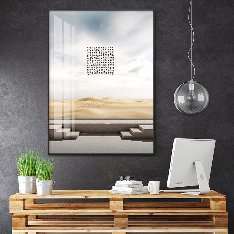 Mid-Century Modern Architecture Canvas Pastel Color Textured Wall Art Decor for Home Clearhalo 'Art Gallery' 'Canvas Art' 'Industrial' 'Mid-Century Modern' 'Minimalist Art Gallery' Arts' 1615170