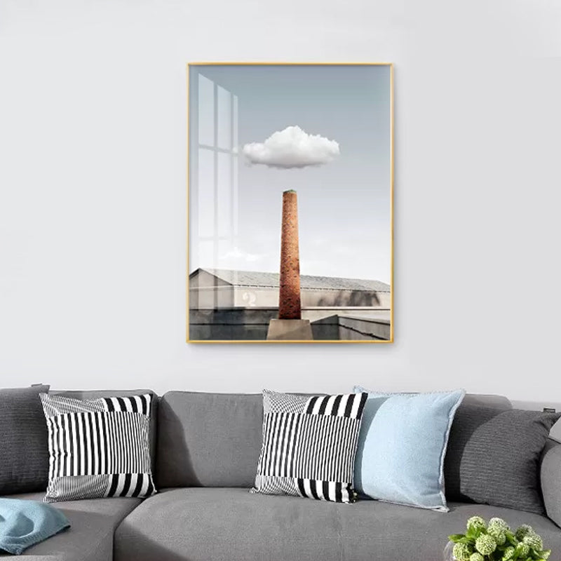 Mid-Century Modern Architecture Canvas Pastel Color Textured Wall Art Decor for Home Clearhalo 'Art Gallery' 'Canvas Art' 'Industrial' 'Mid-Century Modern' 'Minimalist Art Gallery' Arts' 1615176
