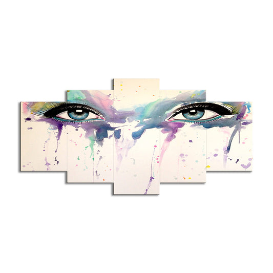 Woman Eyes Watercolor Canvas Print Modern Multi-Piece Girls Bedroom Wall Art in White Clearhalo 'Art Gallery' 'Canvas Art' 'Contemporary Art Gallery' 'Modern' Arts' 1615200