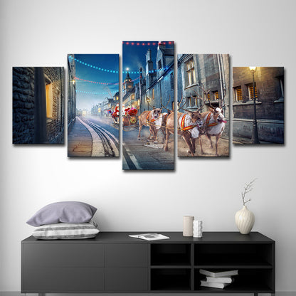 Christmas Santa Claus Painting Multiple-Piece Modern Sitting Room Wall Art Blue Clearhalo 'Arts' 'Canvas Art' 1615216