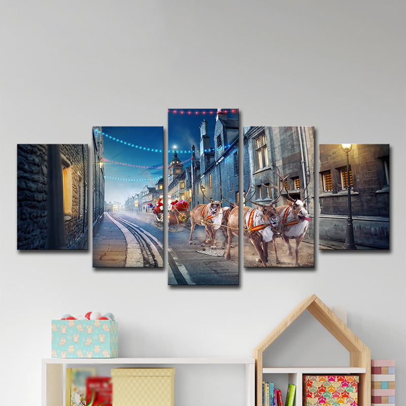 Christmas Santa Claus Painting Multiple-Piece Modern Sitting Room Wall Art - Clearhalo - 'Arts' - 'Canvas Art' - 1615218