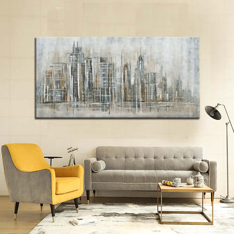 Brown City View Wall Art Decor Textured Contemporary Living Room Canvas Painting Brown 24" x 48" Clearhalo 'Art Gallery' 'Canvas Art' 'Contemporary Art Gallery' 'Modern' Arts' 1615220