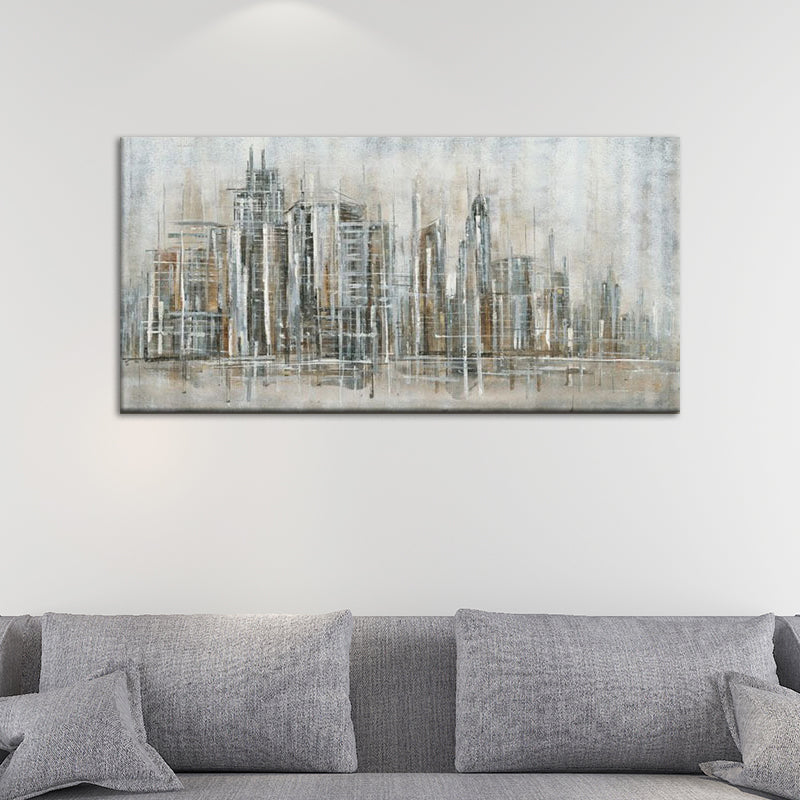 Brown City View Wall Art Decor Textured Contemporary Living Room Canvas Painting Clearhalo 'Art Gallery' 'Canvas Art' 'Contemporary Art Gallery' 'Modern' Arts' 1615221