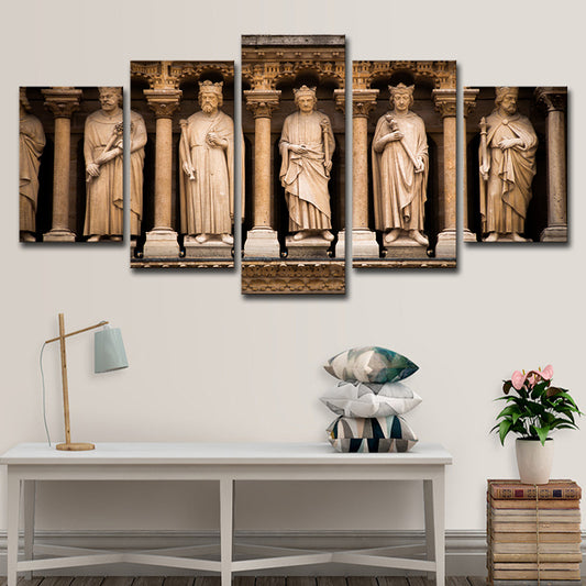 Brown Global Inspired Wall Art Saint Sculptures of Notre Dame Canvas Print for Home Brown Clearhalo 'Art Gallery' 'Canvas Art' 'Contemporary Art Gallery' 'Modern' Arts' 1615267