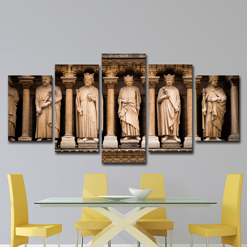 Brown Global Inspired Wall Art Saint Sculptures of Notre Dame Canvas Print for Home Clearhalo 'Art Gallery' 'Canvas Art' 'Contemporary Art Gallery' 'Modern' Arts' 1615268