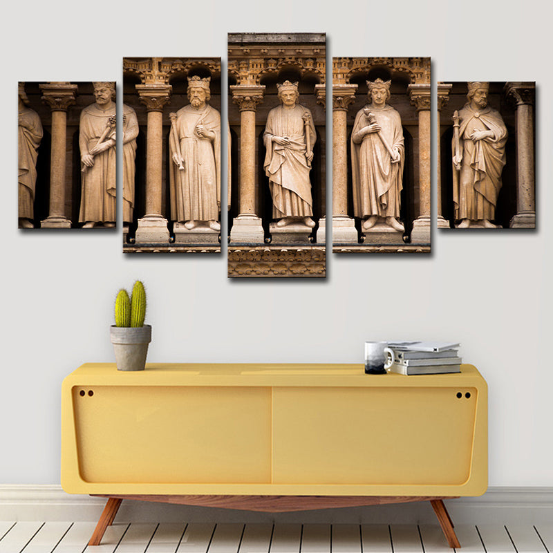 Brown Global Inspired Wall Art Saint Sculptures of Notre Dame Canvas Print for Home Clearhalo 'Art Gallery' 'Canvas Art' 'Contemporary Art Gallery' 'Modern' Arts' 1615269