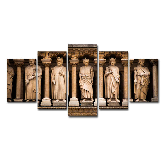 Brown Global Inspired Wall Art Saint Sculptures of Notre Dame Canvas Print for Home Clearhalo 'Art Gallery' 'Canvas Art' 'Contemporary Art Gallery' 'Modern' Arts' 1615270