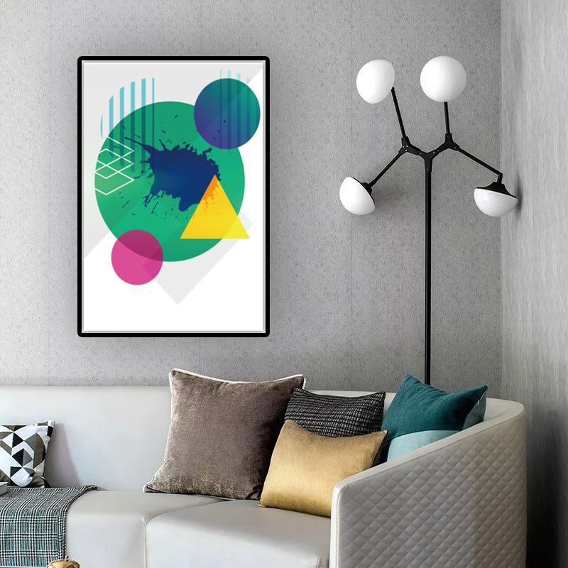 Color Blocking Geometric Wall Art Nordic Texture Canvas Print for Workshop Green Clearhalo 'Arts' 'Canvas Art' 1615281