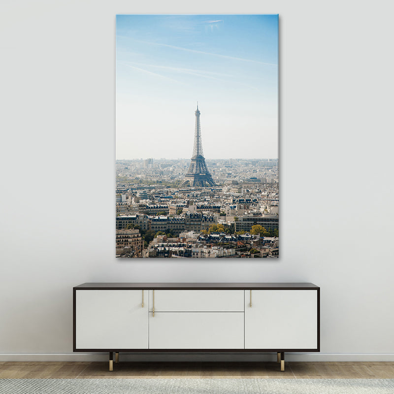 Blue Paris Tower Canvas Print Textured Global Inspired Wall Art for House Interior Blue Clearhalo 'Arts' 'Canvas Art' 1615323