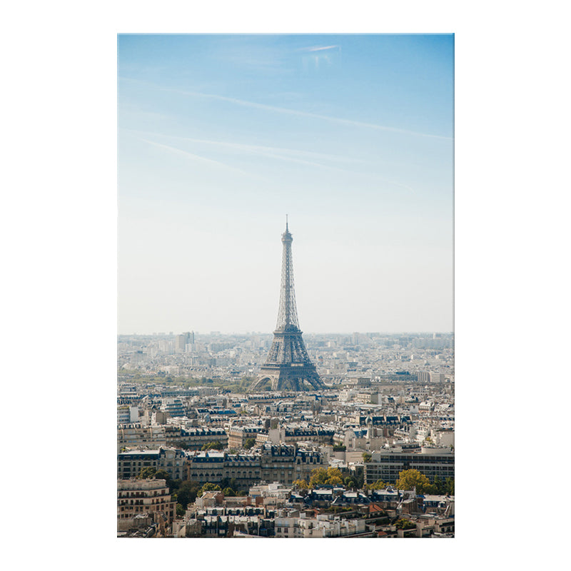 Blue Paris Tower Canvas Print Textured Global Inspired Wall Art for House Interior Clearhalo 'Arts' 'Canvas Art' 1615326