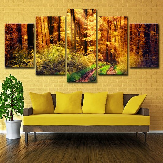 Tree Wall Art Modern Nostalgic Forest Landscape Canvas Print in Yellow and Green Clearhalo 'Art Gallery' 'Canvas Art' 'Contemporary Art Gallery' 'Modern' Arts' 1615332